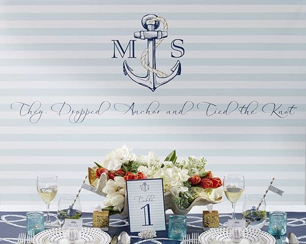 Personalized Photo Backdrop - Nautical Wedding Royal Blue Stripe | Kate ...