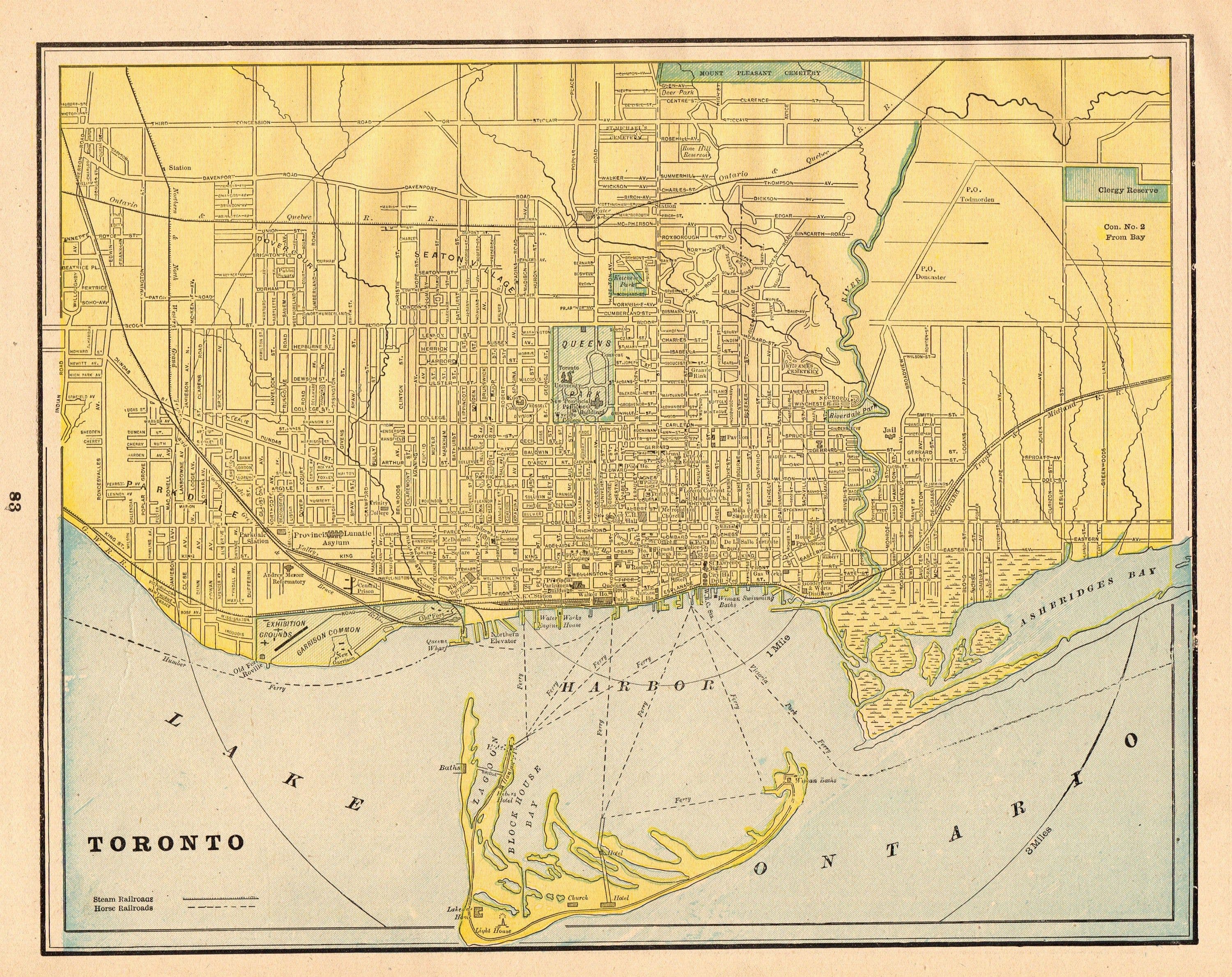 1894 Antique Toronto Canada Street Map George Cram City Map of - Etsy ...