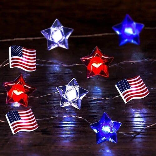 Patriotic LED String Lights Independence Day Decor Lights 2m 20LEDs ...