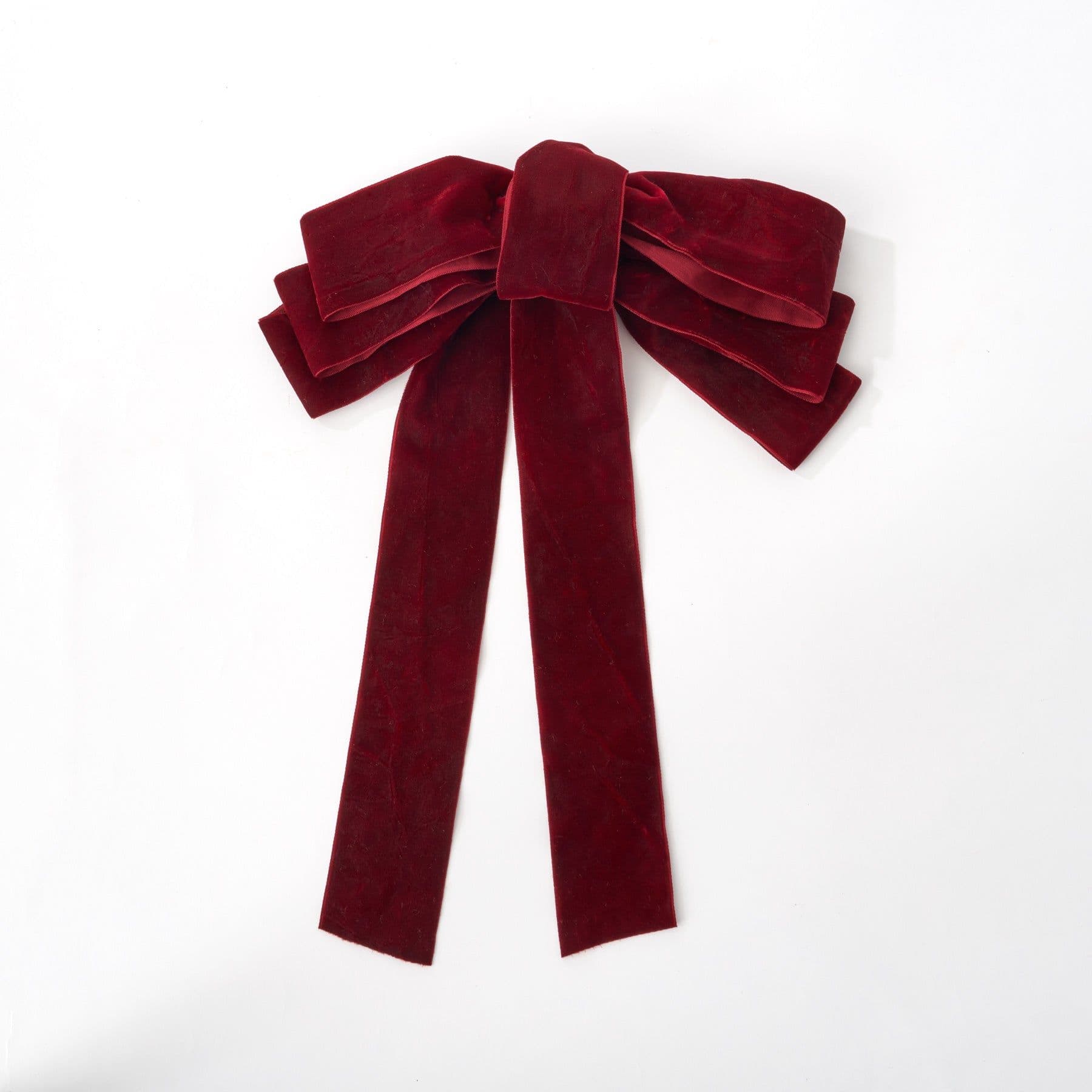 Deep Red Velvet Lux Holiday Drape Loop Bow | Bows, How to make bows, Velvet