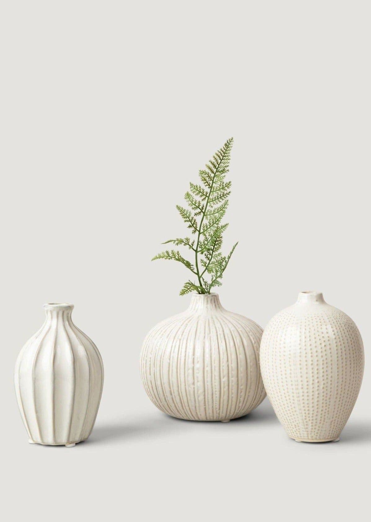 Set of 3 Handmade Ceramic Textured Bud Vases - 5.75-6.25" | Ceramic ...