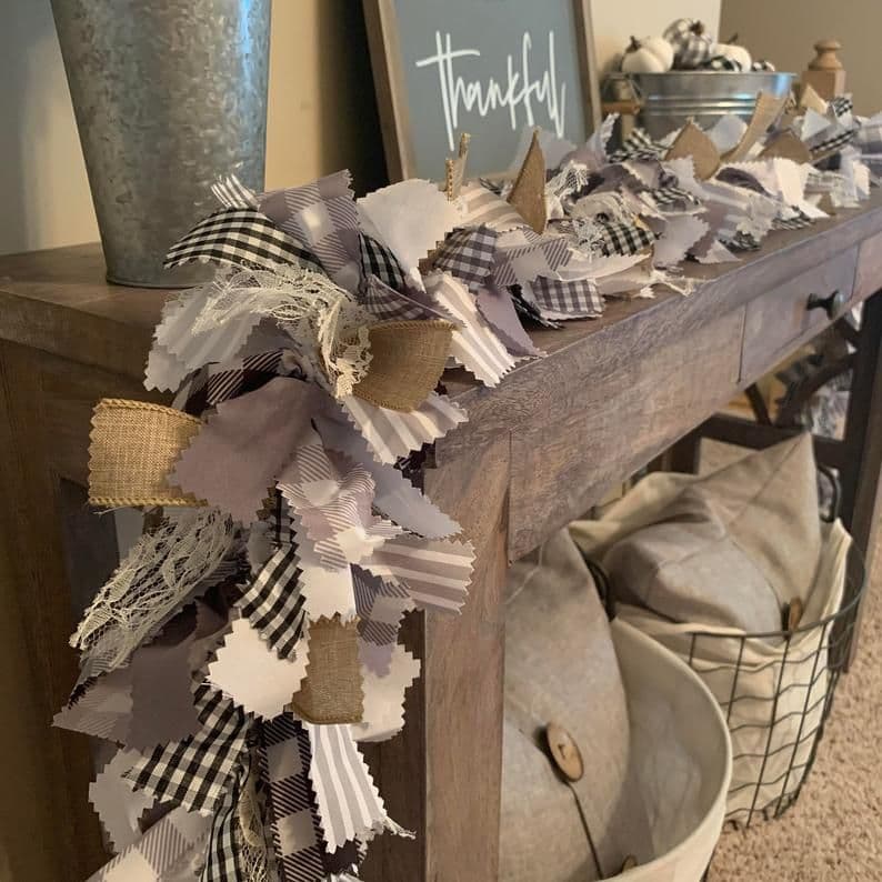 Farmhouse Rag Tie Garland Primitive Fall Home Decor Fall - Etsy | Fall ...