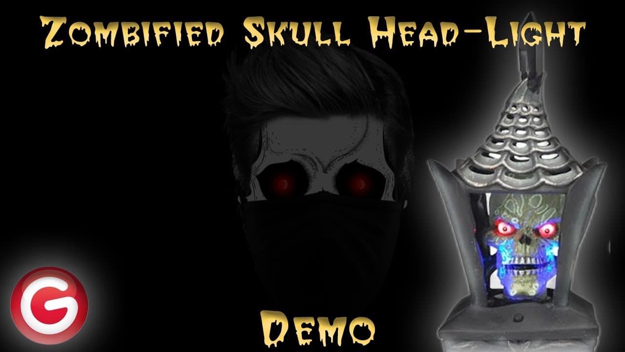 Gemmy Zombified Skull Head Light 2006 Demo - YouTube