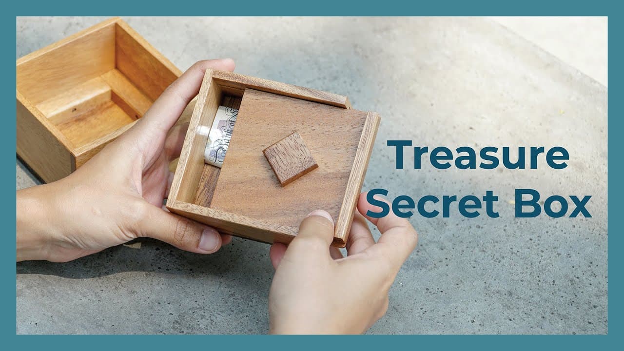 Wooden Treasure Secret Box Puzzle with Lock Hidden Compartment Brain ...