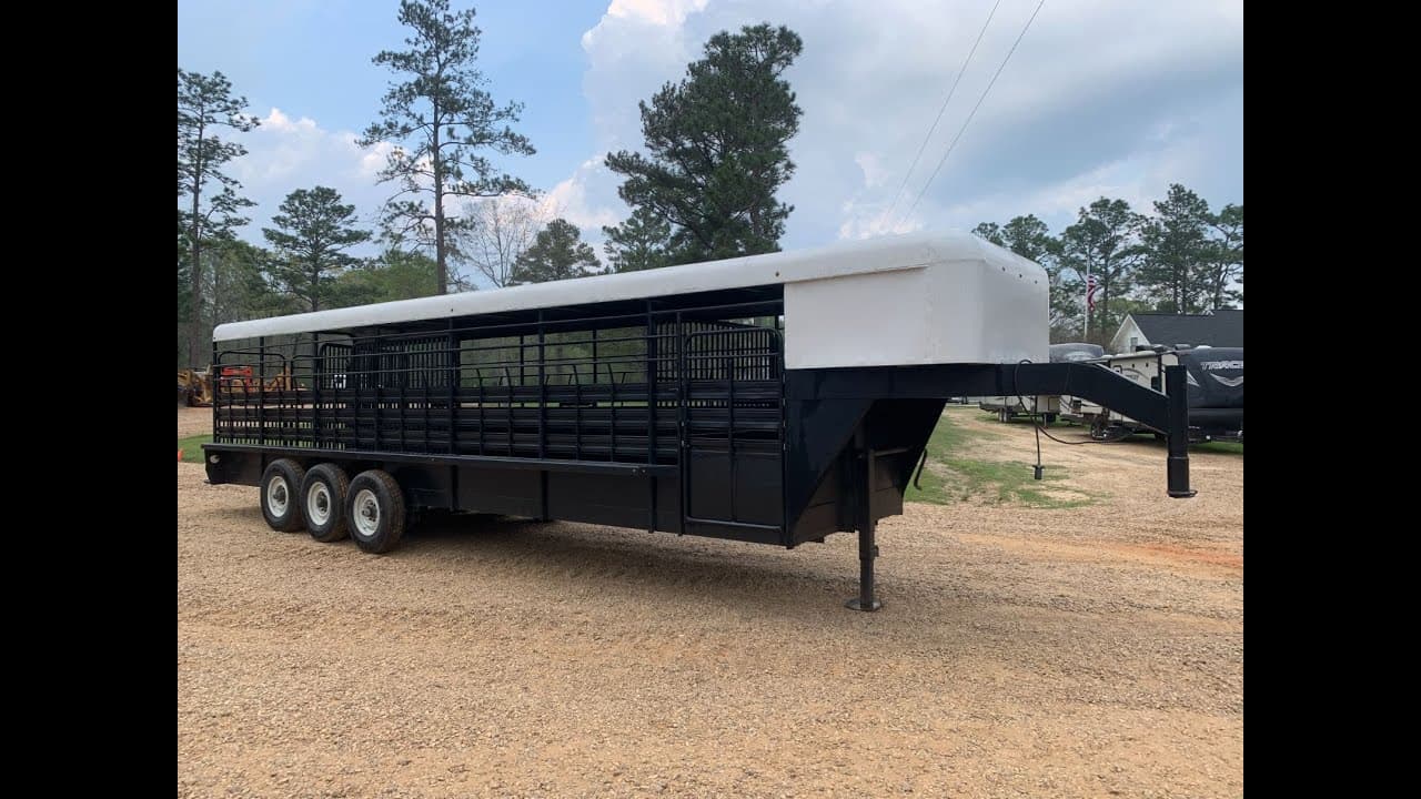 1996 28’ Circle W Gooseneck Stock Cattle/ Horse Trailer - YouTube