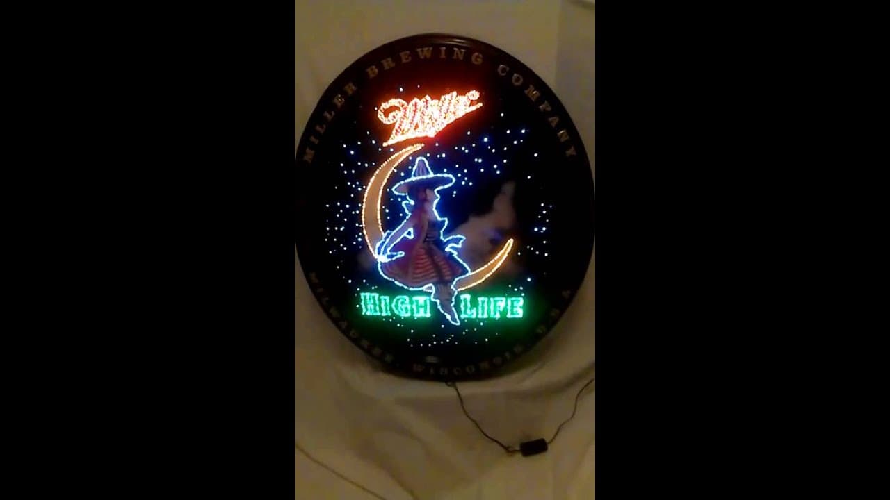 Miller High Life Girl On The Moon Motion Fiber Optic Lighted Beer Sign ...