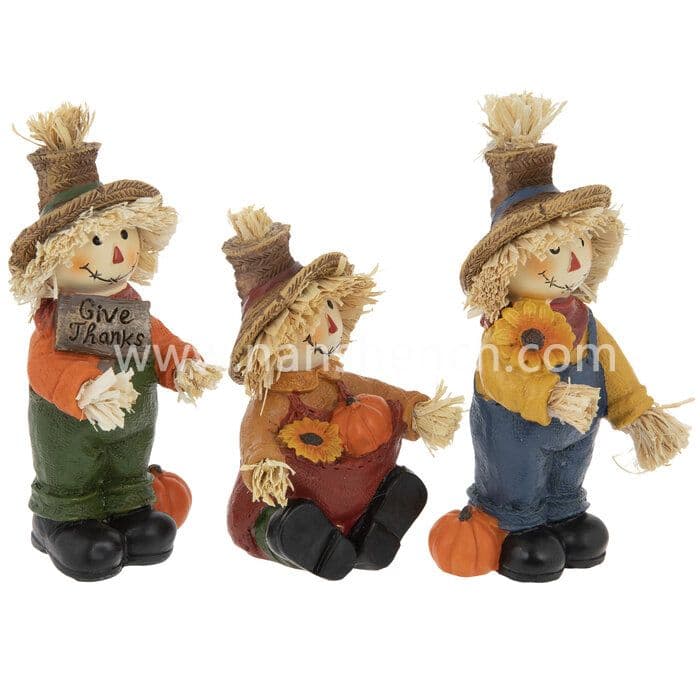 Harvest Scarecrow Statues Table Decor Kid Figurine