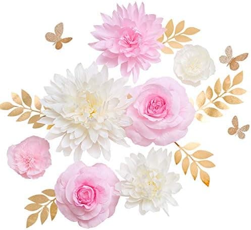 Ling's moment Paper Flower Decorations, Handcrafted 3D Large Crepe ...