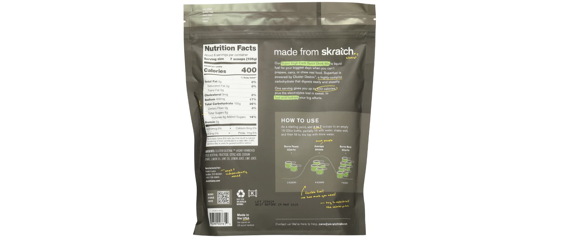 Skratch Labs Super High-Carb Sport Drink Mix 8-Serving Excel Sports ...