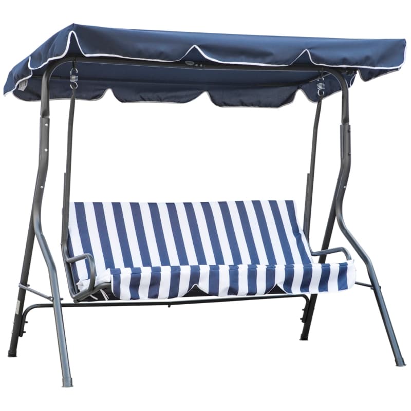 Outsunny 3-Person Patio Porch Swing with Adjustable Canopy for Adults ...