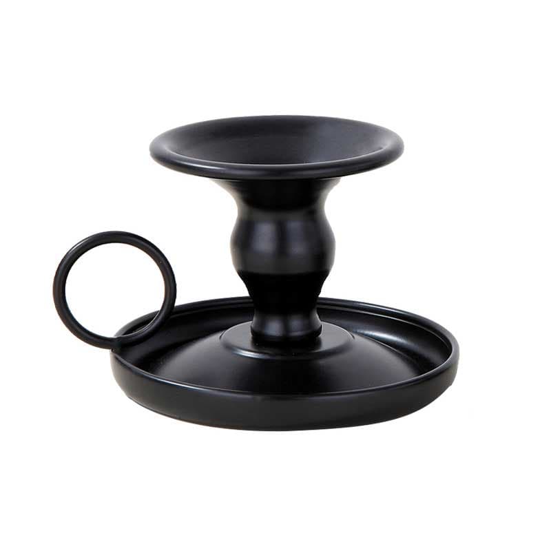 Small Black Iron Chamberstick | Simple Finger Loop candle holder ...