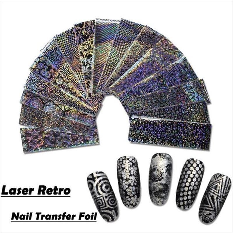 Buy BORN PRETTY 16Pcs/set Laser Nail Foils Adhesive Nail Art Transfer ...