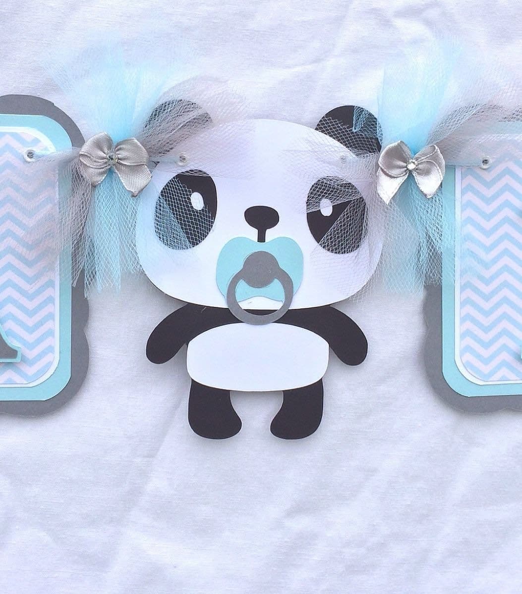 Boy panda banner panda baby shower banner panda banner blue