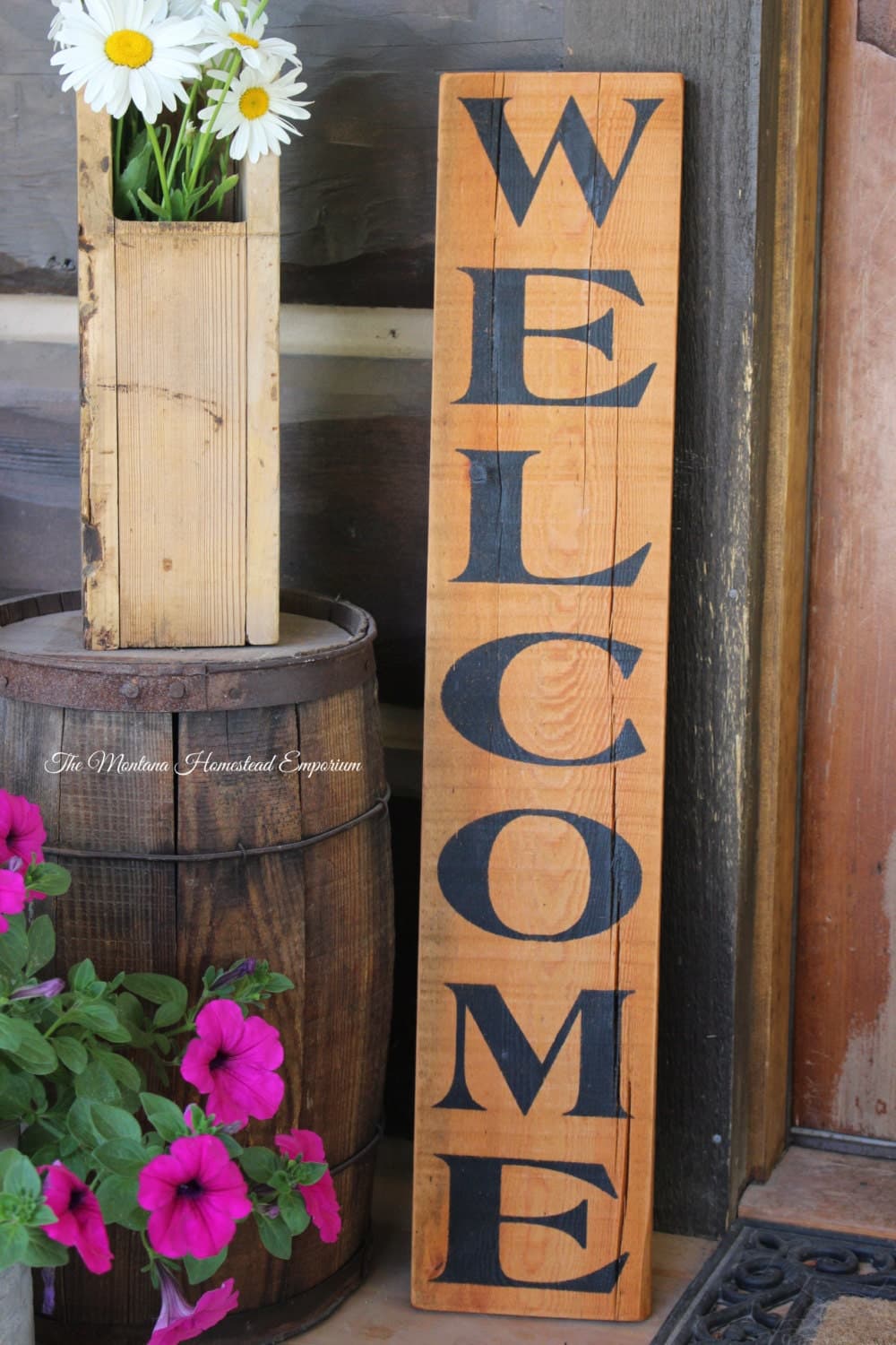 Vertical Welcome sign rustic welcome sign by TheMontanaHomestead