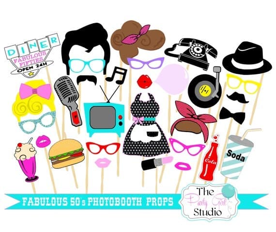 30pc Fabulous 50's Themed Photo Booth by ThePartyGirlStudio