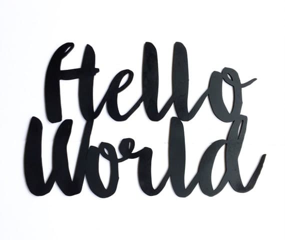 Wood 'Hello World' Sign for Nursery and Baby Shower.
