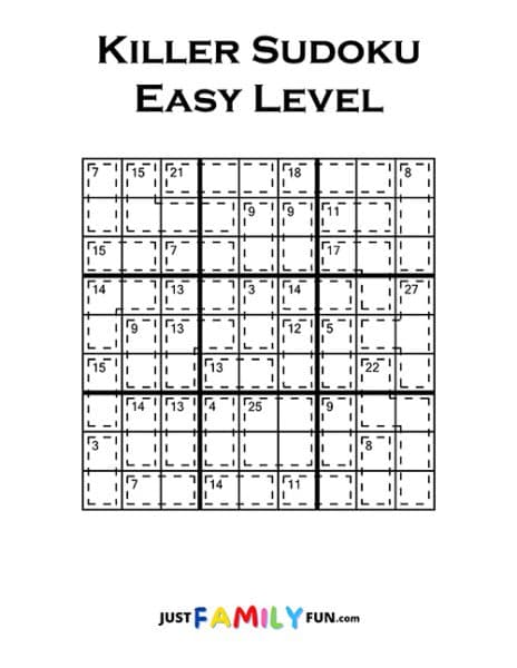 Killer Sudoku Puzzles | Free Printable | Just Family Fun