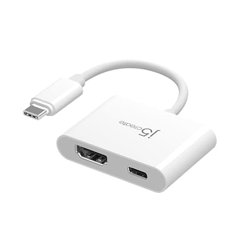 j5create USB-C to 4K HDMI Adapter with Power Delivery, Supports 4K UHD Video, Passthrough Power up to 100W for Connected Devices, Compatible with MacBook, iPad, Smartphone, Laptop (JCA152)
