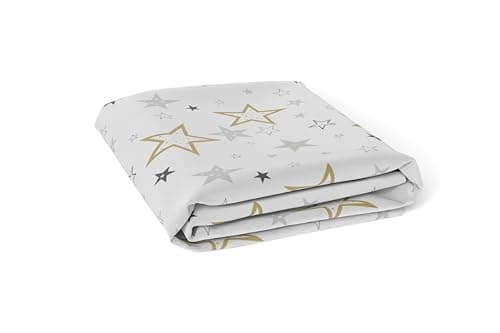 Kushies Baby 100% Breathable Cotton Percale Baby Crib Sheet, Fully Elasticized - Made in the United States 28" x 52" Multi Golden Star