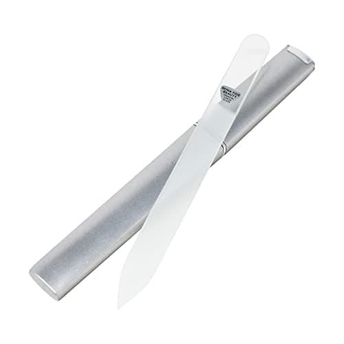 Bona Fide Beauty Glass Nail File in Case, Glass Fingernail File, Manicure Nail Care, Expert Precision Filing + Smooth Finish- Pastel Premium Czech Glass File