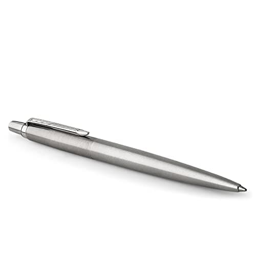 Parker 1953170 Jotter Ballpoint Pen, Stainless Steel with Chrome Trim, Medium Point Blue Ink, Gift Box, ‎1 Count (Pack of 1)