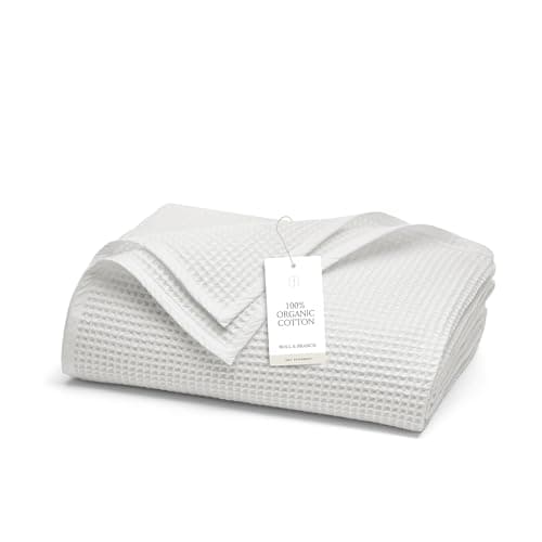 BOLL & BRANCH Waffle Bed Blanket - King/Cal King, Pewter - Luxury 100% Organic Cotton - Soft, Lightweight and Breathable - Textured Waffle Weave