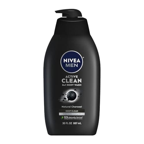 Nivea Men Deep Cleansing Charcoal Body Wash, Active Clean 16.9 oz, 2 ...