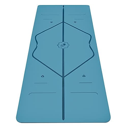 Liforme Original Yoga Mat – Free Yoga Bag Included - Patented Alignment System, Warrior-like Grip, Non-slip, Eco-friendly and Biodegradable, sweat-resistant, 4.2mm thick mat for comfort - Blue