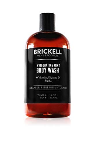 Brickell Men's Invigorating Mint Body Wash for Men, Natural and Organic Deep Cleaning Shower Gel with Aloe, Glycerin, and Jojoba, Sulfate Free, 16 Ounce, Scented