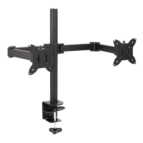 AmazonBasics Dual Monitor Stand - Height-Adjustable Arm Mount, Steel ...