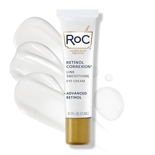 RoC Retinol Correxion®️ Under Eye Cream for Dark Circles & Puffiness, Daily Wrinkle Cream, Anti Aging Line Smoothing Skin Care Treatment, 15ML, White