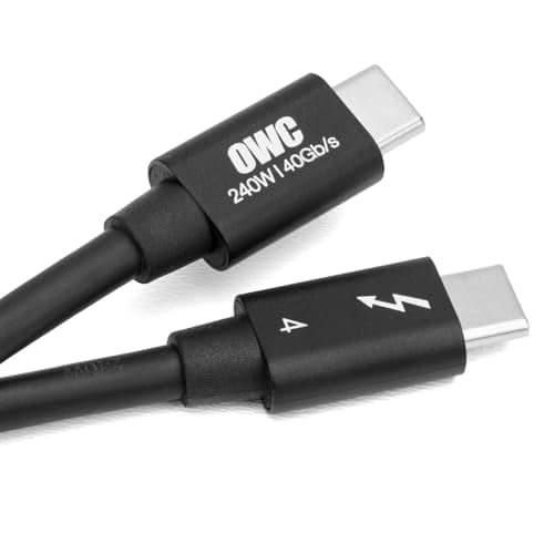 OWC Thunderbolt 4 Cable, Thunderbolt Certified, 2.0 Meter (6.56 ft.), 40 Gb/s Data Transfer, 100W Power Charging, Compatible with Thunderbolt 4, Thunderbolt 3, USB-C, and USB4 Devices, Black