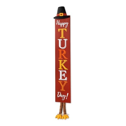 Amazon.com : Glitzhome 17.91" H Iron Wooden Turkey Welcome Sign ...