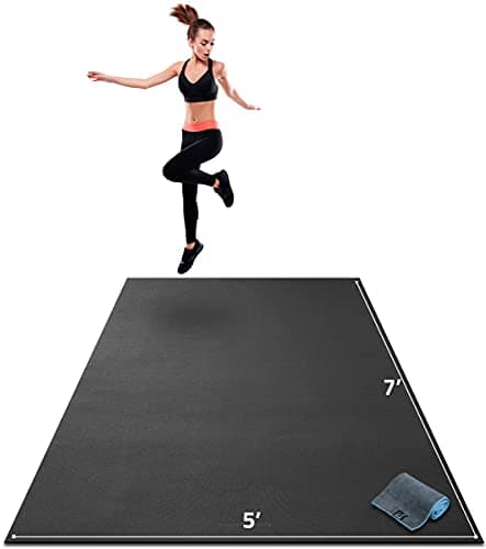 Gorilla Mats Premium Large Exercise Mat – 7' x 5' x 6mm Ultra Durable, Non-Slip, Workout Mat for Instant Home Gym Flooring – Works Great on Any Floor Type or Carpet – Use With or Without Shoes