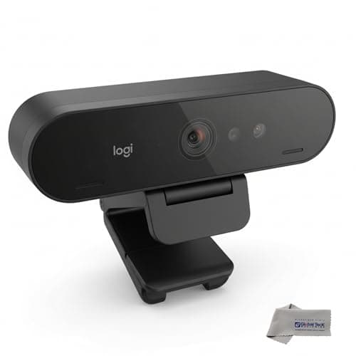 Logitech Brio 4K Webcam, Video Calling, Noise-Cancelling mic, HD Auto Light Correction, Wide Field of View, Works with Microsoft Teams, Zoom, Google Voice, Google Meet, PC/Mac/Laptop/MacBook/Tablet