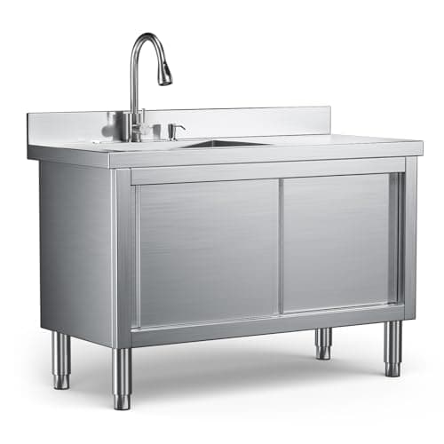 WESTINGHOUSE Stainless Steel Laundry Sink with Cabinet - 10" - White ...