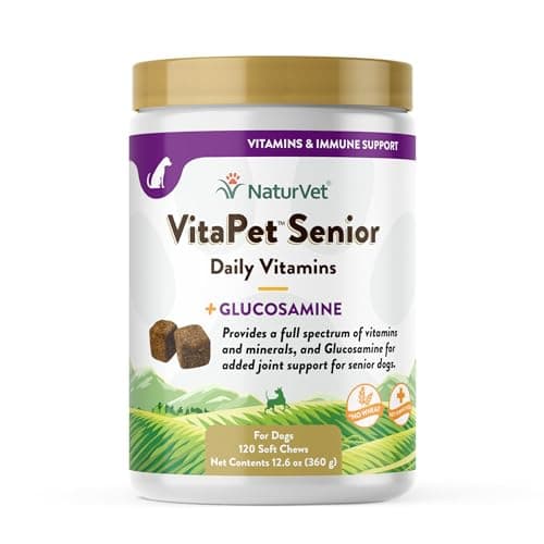 NaturVet VitaPet Senior Daily Vitamins Plus Glucosamine for Dogs, 60 ct Soft Chews , Made in USA