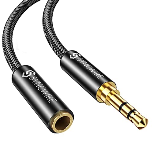 Syncwire Headphone Extension Cable - 6FT [Hi-Fi Sound] [Gold Plated Jack] Nylon-Braided 3.5 mm Male to Female Audio Cable Extension Cord Compatible with iPhone iPad Smartphone Tablets Media Players
