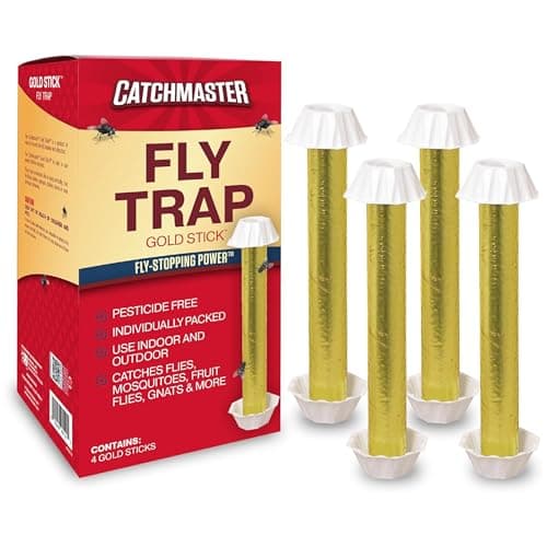 Gold Stick Fly Trap with Attractant - for Indoor and Outdoor Use (3 Sticks)