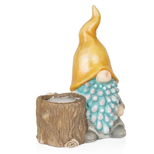Alpine Corporation 18"H Solar Gnome Holding Flower with Hat Garden ...