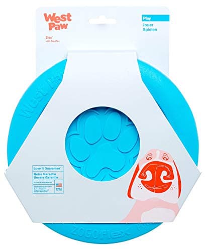 WEST PAW Zogoflex Rumpus Dog Chew Toy – Floatable Toy for Dogs, Aggressive Chewers – Puppy Chewing Toys for Catch, Fetch – Recyclable, Dishwasher-Safe, Medium 6.25", Aqua Blue