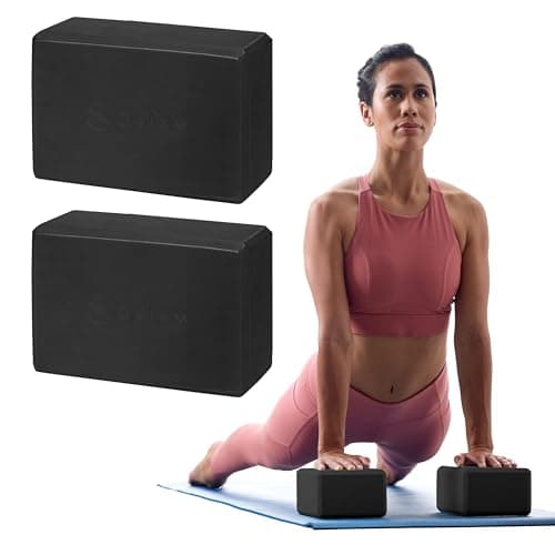 Gaiam Essentials Yoga Block (Set Of 2) - Supportive Latex-Free Eva Foam Soft Non-Slip Surface For Yoga, Pilates, Meditation, Black