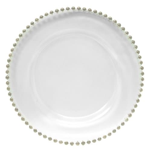 Jay Import 1900006 Silver Glass Beaded 13" Charger Plate - LionsDeal