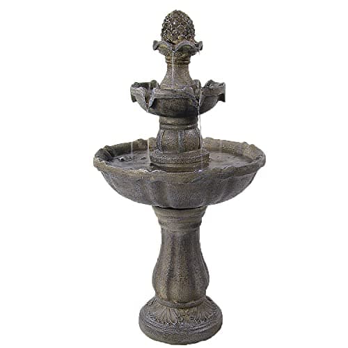 SUNNYDAZE DECOR 2-Tier Solar Powered Pineapple Top Bird Water Fountain ...