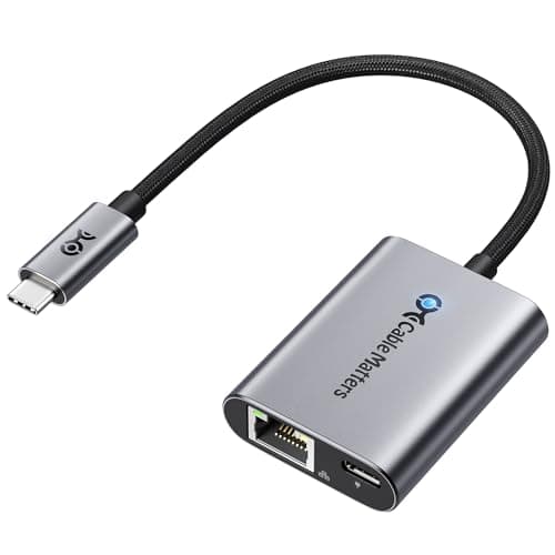 Cable Matters USB C to Gigabit Ethernet Adapter with 100W Charging Compatible with MacBook Pro, Dell XPS, Surface Pro - Up to 480Mbps for Chromecast with Google TV (Google TV Chromecast 2020 Version)