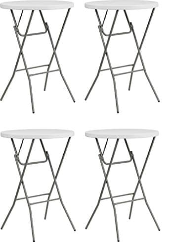 Flash Furniture 32'' Round Granite White Plastic Bar Height Folding Table