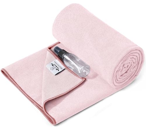 Heathyoga Non-Slip Hot Yoga , Stickyfiber Towel with Silicone Grip & Free Spray Bottle, Microfiber yoga mat for Hot Yoga, Bikram, Pilates and Fitness