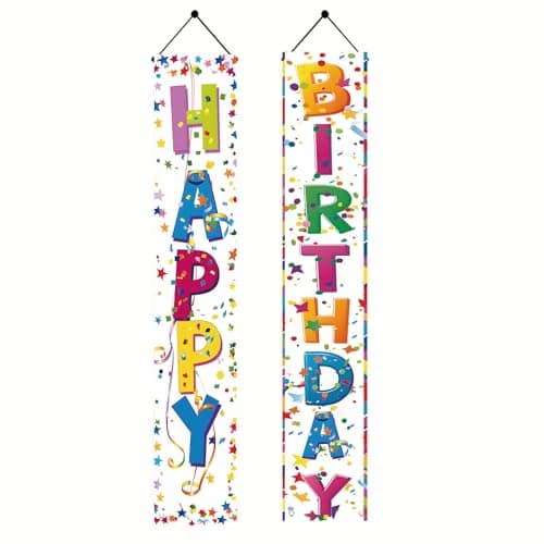 Happy Birthday Party Door Banner Decorations, Colorful Anniversary ...