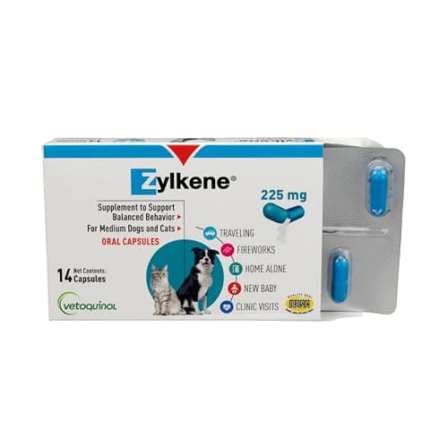 Vetoquinol Zylkene – Veterinary Health Product – Promoting Calm and Relaxed Behaviour in Pets During Stressful Events - 30 Capsules (75 mg)