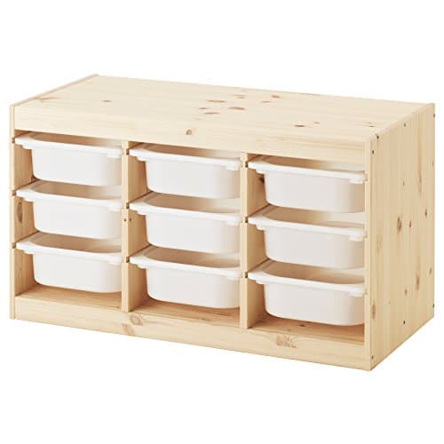 TROFAST storage combination with boxes, light white stained pine/white ...